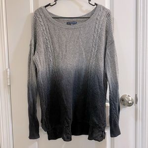 American Eagle ombre wide neck asymmetrical hem soft open knit sweater